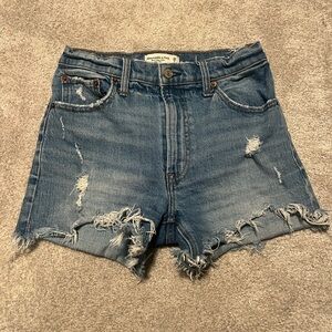 Abercrombie & Fitch Blue Distressed Jean Shorts (mom short fit)